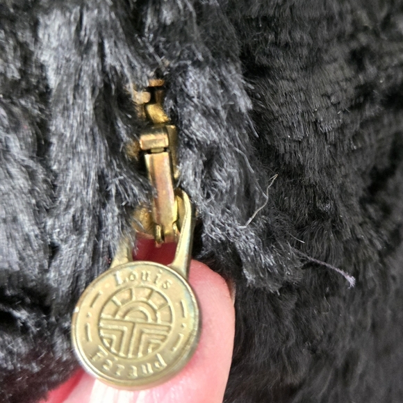 LOUIS FERAUD Paris Designer Black Faux/ Crushed Velvet Fur Jacket. Size 8 - Picture 5 of 16